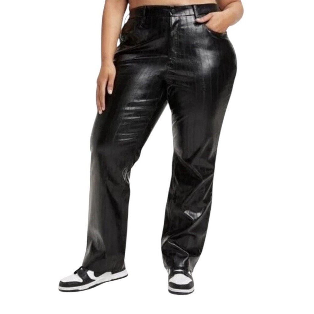Good American Pants Women's Size 32 Black  Better Than‎ Leather 90s Faux Leather